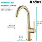 Kraus Oletto Single Handle Kitchen Bar Faucet in Spot Free Antique Champagne Bronze, Kitchen Sink Faucets, KPF-2822SFACB