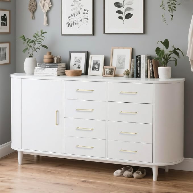 3 Pack 6.3 Inch(160mm) Hole Center Modern Brushed Gold Cabinet Pull Handle Timeless Vanity Drawer Pull Handle Classic Cabinet Hardware for Kitchen Dresser Bathroom, Screws Included, B-Gold(6.3x3)