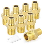 TAISHER 8PCS Brass Pipe Fitting, Reducer Adapter, Hex Nipple, 1/2-Inch Male Pipe x 1/4-Inch Male Pipe