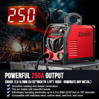 250Amp Stick Welder 110V/220V Dual Voltage, with LED Display ARC Welding Machine w/Hot Start, IGBT Inverter, Portable Welder with Complete Kit (10 Rods, Clamps, Gloves), Anti-Stick for Home/Diy/Farm
