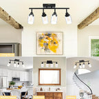 4-Light LED Black Dimmable Track Lighting Kit, 5-Color Temperature Adjustable Directional Ceiling Spotlight, Bathroom Wall Lamp with Integrated LED Chips