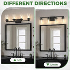 DORESshop Bathroom Light Fixtures, 4-Light Matte Black Bathroom Lighting Fixtures Over Mirror with Clear Glass Shade, Vanity Lights for Hallway Living Room Bedroom