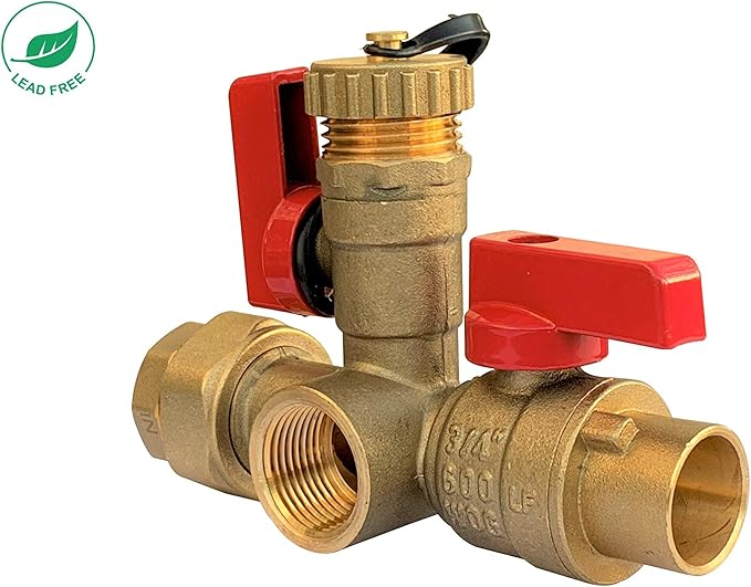 3/4 inch Sweat Tankless Water Heater Isolation Valve Kit with Pressure Relief Valve, FNPT x Sweat, 3/4'' Service Valve Kit for Rheem, Rinnai, Ecosmart Navien Noritz Takagi Bosch