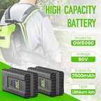 2 Packs 80V 3.5Ah Lithium Battery Replace for Greenworks 80V Battery GBA80400 GBA80250 GBA80200, 3500mAh High Capacity, Fit for Greenworks 80 Volt Power Tools PW80L420 TL80L00 LMB407