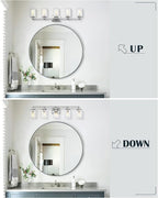 Chrome Vanity Light Fixtures, HWH 5-Light Bathroom Light Over Mirror, Modern Wall Sconce Lighting for Bathroom 37-inch, Chrome Finish, 5HLT63B-5W CH