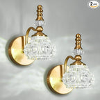 Modern Wall Sconce Set of Two Indoor Lamp Gold Vintage Glass Light Bathroom Vanity Fixture Wall-Mounted Room Lighting