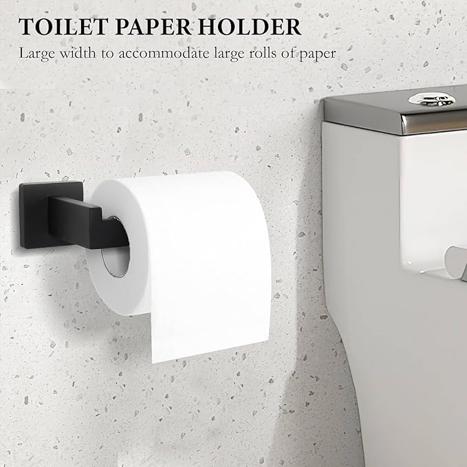 10-Piece Matte Black Bathroom Hardware Set,Towel Bar Set for Bathroom Include 23.6 inch Towel Bar,Towel Ring,Toilet Paper Holder Towel Hooks,Stainless Steel Wall Mounted