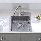 SHACO 15x15 Inch Drop In Bar Sink, Topmount 16 Guage Handmade Stainless Steel Square Small Sink for Wet Bar Prep Small Kitchen RV Outdoor