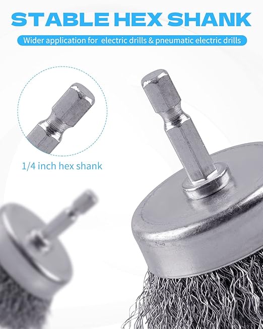 30 Pack Carbon Steel Wire Wheel Brush, Rocaris Cup Brush, Wheel Brush, Pen Brush Set with 1/4-Inch Hex Shank for Rust Removal, Corrosion and Scrub Surfaces
