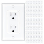 Amico 100 Pack 15 Amp Outlet, Standard Electrical Outlets, Tamper Resistant, 2-Pole 3-Wire Wall Outlet, 125V/1875W, NEMA 5-15R, Wall Plates And Screws Included, for Home And Business, White, UL Listed