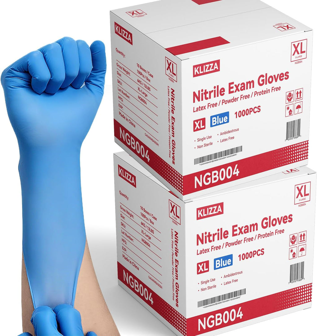 4 Mil Nitrile Gloves Disposable Latex Free, Blue Rubber Gloves Safe for Food Prep, Cooking, Cleaning, Exam, 1000 PCS