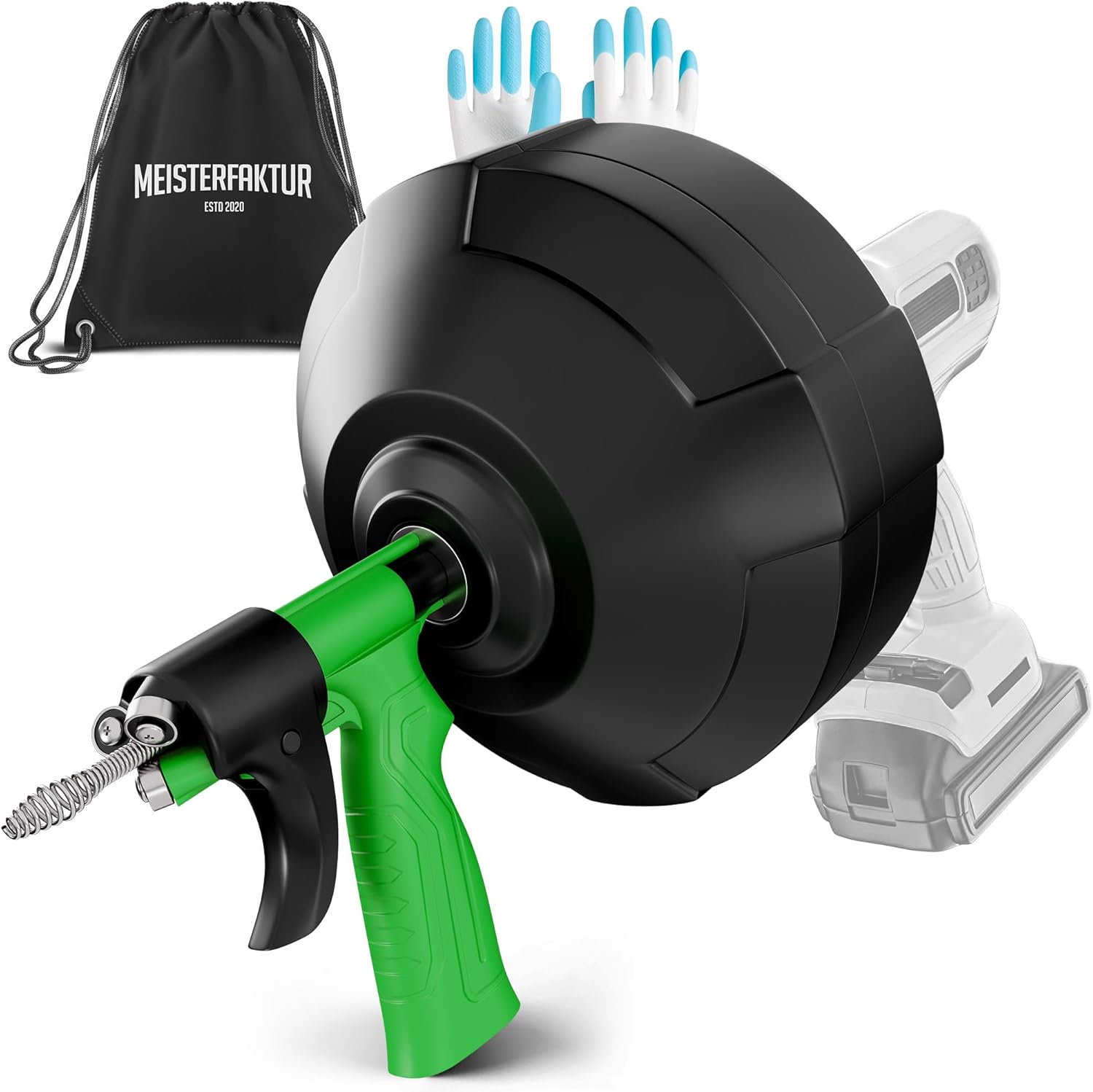 drain snake [50FT] - Auto Feed - Ideal plumbing snake for sink and drain unblocking - Solid drain auger for real DYIs!