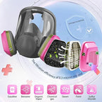 Full Face Respirator Mask with Filter, Cover Organic Vapor Anti-fog mask, Reusable Gas Mask for Spray Paint Chemical Epoxy Resin Dust Mask for Construction, Woodworking, Welding, Polishing, Sanding