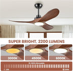 42" Ceiling Fans with Lights, Low Profile Modern Ceiling Fan with Remote Control, DC Motor,Reversible, 3CCT, Dimmable, Noiseless, Indoor Outdoor Ceiling Fans for Bedroom, Living Room, Dining Room