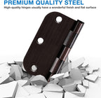 6 Pack Oil Rubbed Bronze Door Hinges 3.5" x 3 1/2 Inch Black Brushed Interior Hinge Rounded 5/8" Radius Corner 3 ½"Iron Residential Standard Bedroom Bifold Single Double Doors Hardware Kit