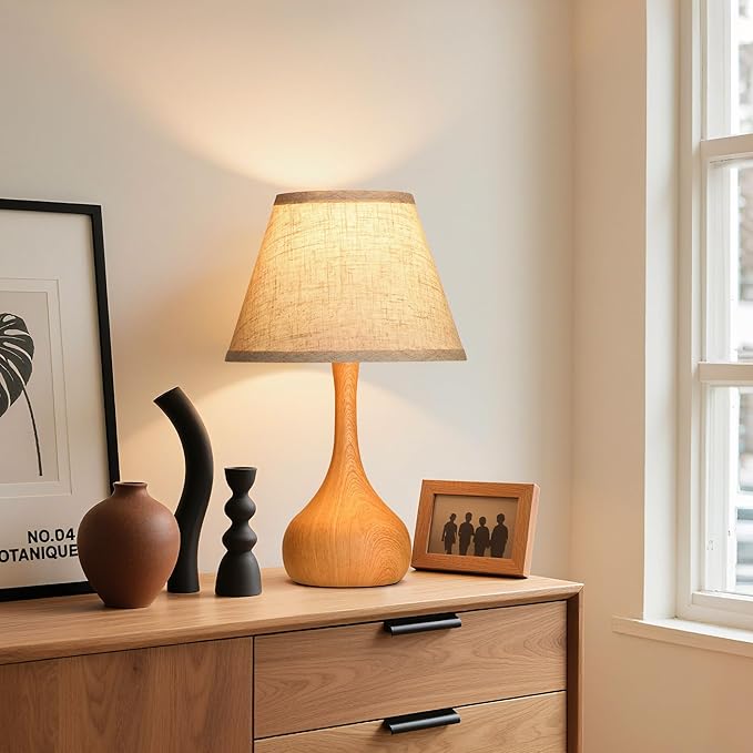 Touch Table Lamp for Bedroom Set of 2, 3-Way Dimmable Bedside Lamp for Nightstand, 17” Rustic Metal Desk Lamp with Linen Shade for Living Room, Kids Reading, Dorm, Home Office Decor, Bulb Included