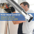 4-Pack GUOFIS Corrugated Flexible Stainless Steel Water Heater Connector,3/4" FIP x 3/4" FIP Hose for Water Heater/Water Softener(24-Inch)(HOSE040-4Pack)