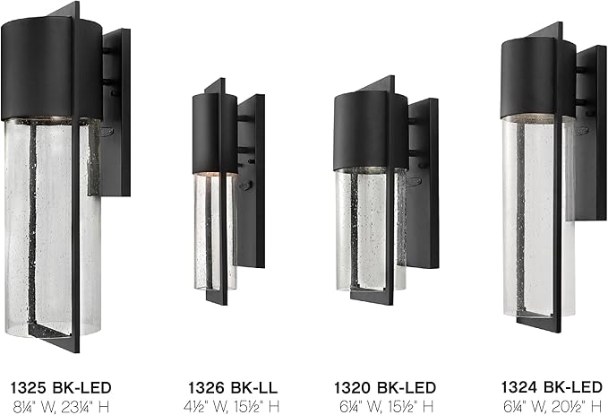 Hinkley Shelter Medium Outdoor LED Wall Mount Lantern - Minimalist Style, Dark Sky-Compliant, Solid Aluminum/Clear Seedy Glass - Black