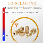 90PCS Brass Tube Pipe Fittings Kit, Nylon Tubing Fittings Assortment 1/8" 3/16" 1/4" 3/8" 1/2" OD Compression Union Straight Connector & Sleeves Ferrules for Truck Airlines and Industrials