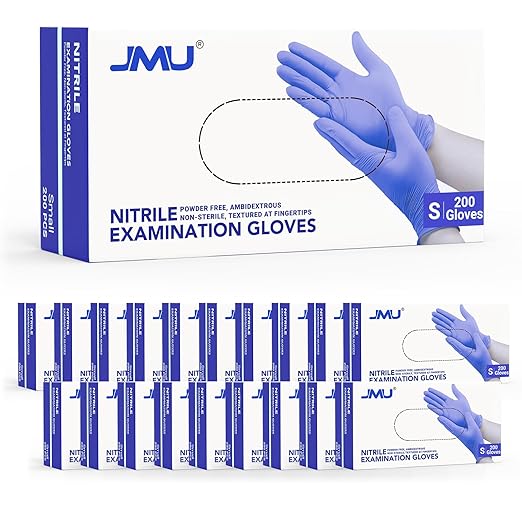 JMU Nitrile Gloves Small Bulk 4000 Count, 3.5 Mil Disposable Gloves Latex-Free, Violet Blue