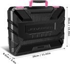 Drill Set: Tool Set with 8V Pink Cordless Drill, Home Tool Kit with Drill, Hand Tool Kits for Women, Homeowner, Diyer, Handyman, 127Piece