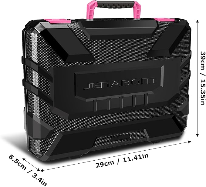 Drill Set: Tool Set with 8V Pink Cordless Drill, Home Tool Kit with Drill, Hand Tool Kits for Women, Homeowner, Diyer, Handyman, 127Piece