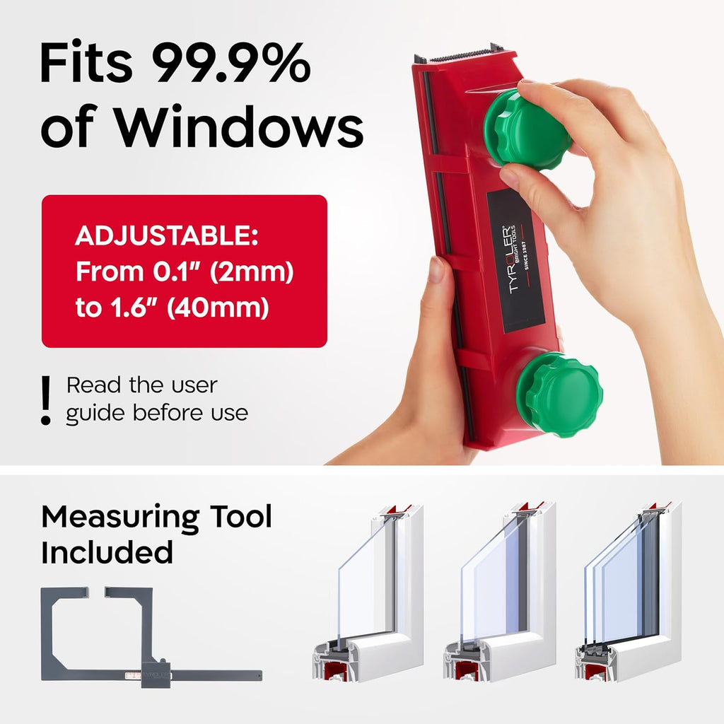 Tyroler Magnetic Window Cleaner Tool | The Glider D4 Window Cleaning Tool Fits Windows 0.1"-1.6" Thick | All-in-One Window Cleaning Kit | Magnetic Glass Cleaner Tool | Magnet Window Cleaner Tool