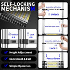 JADDUO 16.5FT Telescopic Ladder, Aluminium Silver Telescoping Ladder with Non-Slip Feet and Stable Hook, Portable Extension Ladder for Household and Outdoor Working, Heavy Duty 330lbs Max Capacity