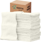 ZUPERIA Cotton Shop Towel – Multipurpose Cleaning Cloths (14" x 12" - Pack of 500 - White) Reusable Shop Rags for Automobiles, Industrial, Restaurants, Garage, and Homes