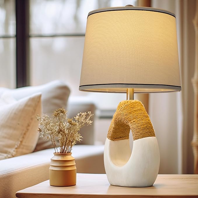 Lamp Shades Set of 2 - Drum Lampshades 11.4" x 12.9" x 9.8" Inches, Fabric Medium Replacement Lampshades for Table Lamp, Floor Lamp, Assembly Required, Spider,Linen