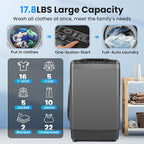 Nictemaw Portable Washing Machine 17.8Lbs, 2.4Cu.ft Full Automatic Portable Washer with 10 Wash Programs, 8 Water Levels & Drain Pump, Compact Laundry Washer for Home, RV, Dorm, Grey