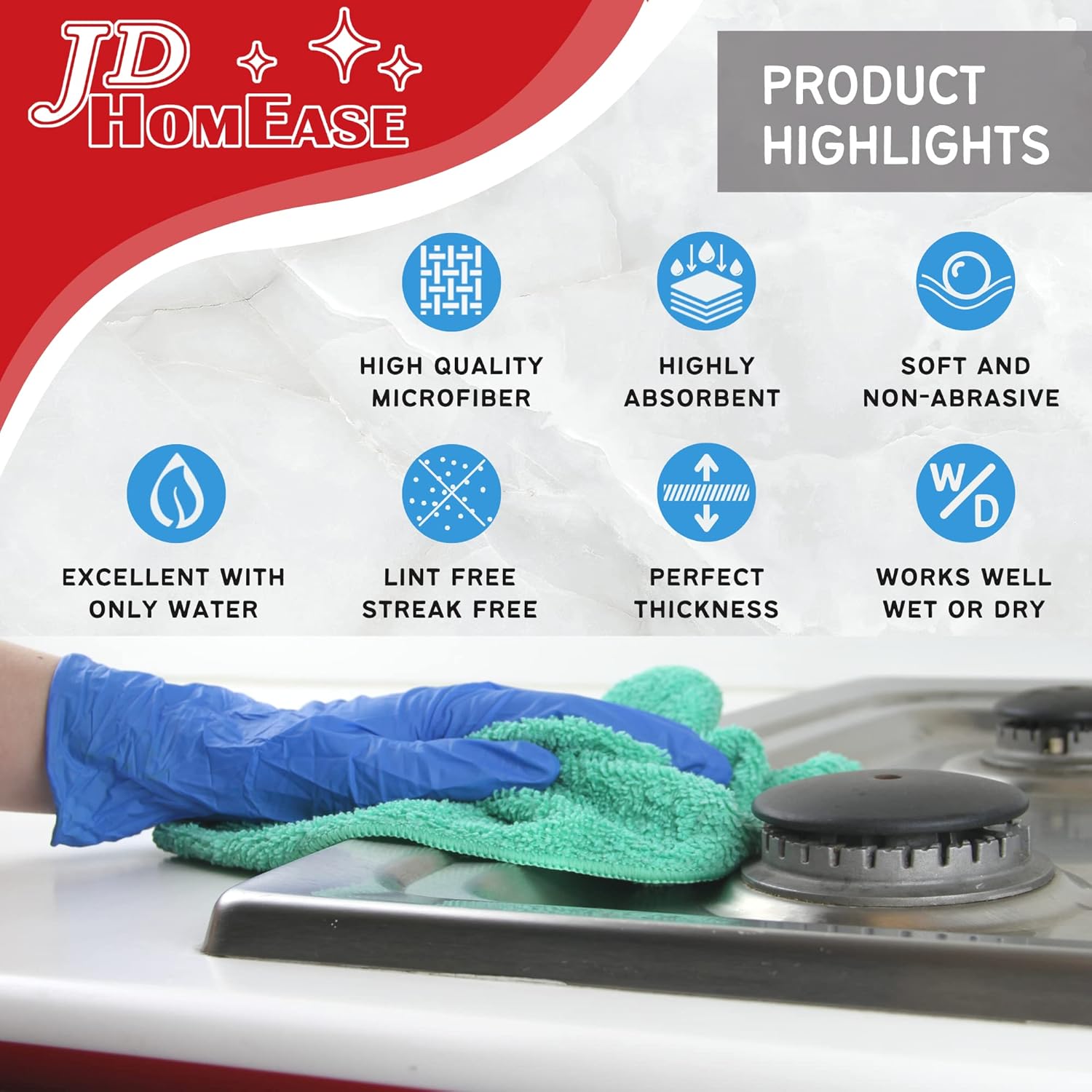 Microfiber Cleaning Cloths,12 Pack, 12"x12", All-Purpose, Softer, Highly Absorbent, Lint-Free, Reusable, Washable Pro Towel 4 Colors for House, Kitchen, Bathroom, Car, Office