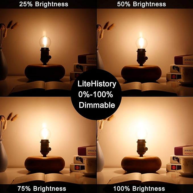 LiteHistory Dimmable E26 Edison Bulb G16.5 Light Bulb 6W Equal 60 watt Light Bulb AC120V Warm 2700K E26 led Bulb for Pendant,Chandeliers,Vanity,Wall sconces Edison Light Bulbs 60 Watt 600lm 6Pack