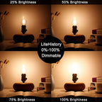 LiteHistory Dimmable E26 Edison Bulb G16.5 Light Bulb 6W Equal 60 watt Light Bulb AC120V Warm 2700K E26 led Bulb for Pendant,Chandeliers,Vanity,Wall sconces Edison Light Bulbs 60 Watt 600lm 6Pack