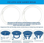FC12T9 32 Watts Circline Light Bulbs Daylight, Circular 12 Inch T9 32W Round Fluorescent Bulb Replacement for Circle Ceiling Fixture Lamp, DL 6500K Tube, G10q 4 Pin Base, 2 Pack