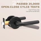 Black Interior Door Handle Locking, 1 Pack Knurled Privacy Modern Door Lever, Keyless Bed and Bath Door Lock, Round Reversible Handle