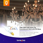 lumenivo 7.5 Watt Light Bulbs 120V/130V Bent Tip Candelabra, Flame Tip Chandelier Bulbs, Flame Shaped Light Bulbs Standard Base – Replacement Christmas Candle Tip Incandescent E12 Bulbs – 8 Pack
