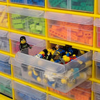 Akro-Mils 24-Drawer Plastic Drawer Storage Cabinet for Garage Organization, Bead Organizer, Building Bricks Storage, Teacher Toolbox, Makeup Organizer, 20" W x 6" D x 16" H, 10124 Yellow