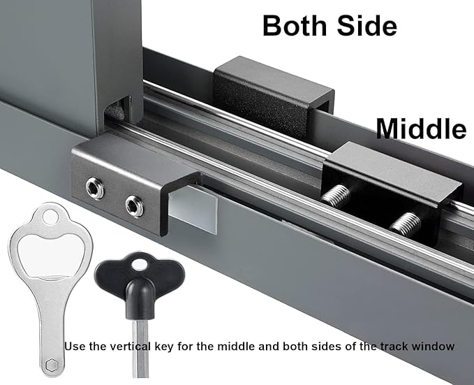 Sliding Window Locks (8 Sets), Security Window Locks with Keys, Adjustable Aluminum Sliding Window Stops, Easy Installation Without Drilling, for Vertical and Horizontal Sliding Windows