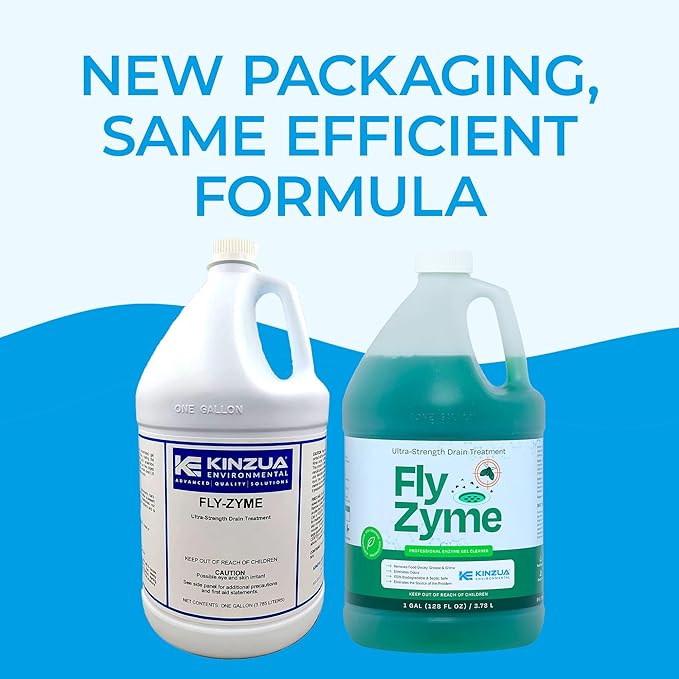 Kinzua Environmental Fly-Zyme, Highly Concentrated Enzyme Drain Cleaner for Pipes, Drain Gel for Fruit Flies, Organic Waste Degrader & Odor Neutralizer, 1 Gallon