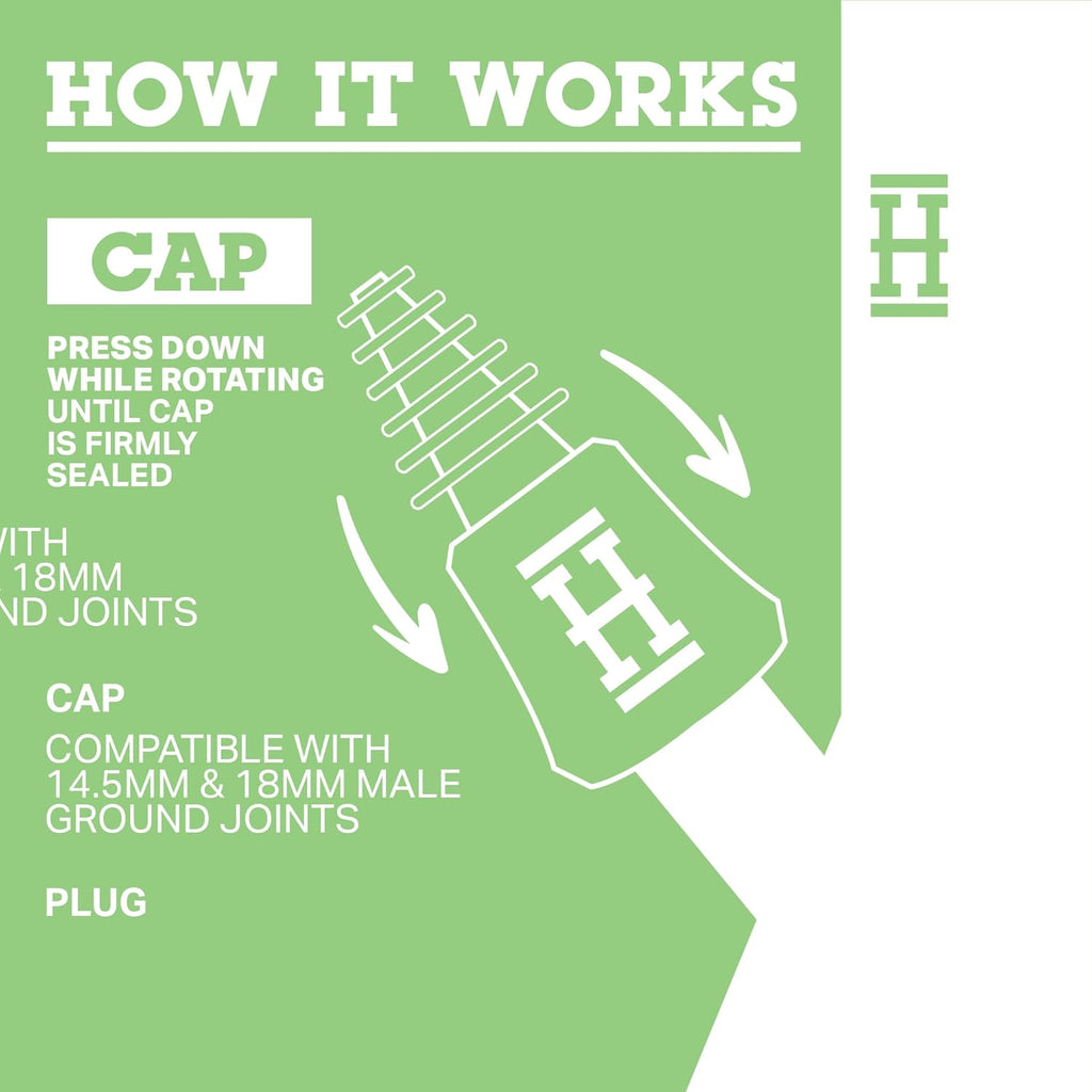 HEMPER Plugs + Caps | Universal Cleaning Plugs for Glass Water Pipes and More | Fits Male & Female Joints | Leak-Proof Seal Cleaning | Durable, Reusable & Easy to Use - (Green)