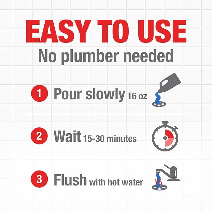 Drano Max Gel Drain Clog Remover and Cleaner for Shower or Sink Drains, Unclogs and Removes Hair, Soap Scum, Blockages, 32 oz