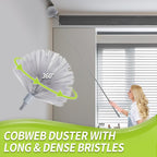 Duster with Extension Pole, Skinny Duster/Under Appliance Cleaning Tool & Spider Web Brush & Ceiling Cleaner, 100" Microfiber Feather Cleaner with Washable Head for Fan Furniture Wall