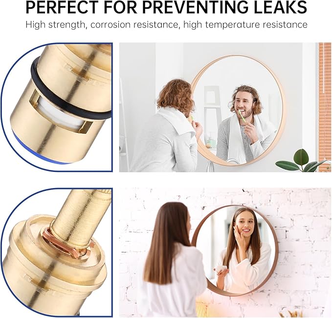 Faucet Cartridge Replacement Parts Compatible with Danze DA507071W DA507072W, Round Ceramic Disc Cartridge Kitchen Faucet Stem Replacement Parts (DA507072W+DA507071W Cold+Hot)