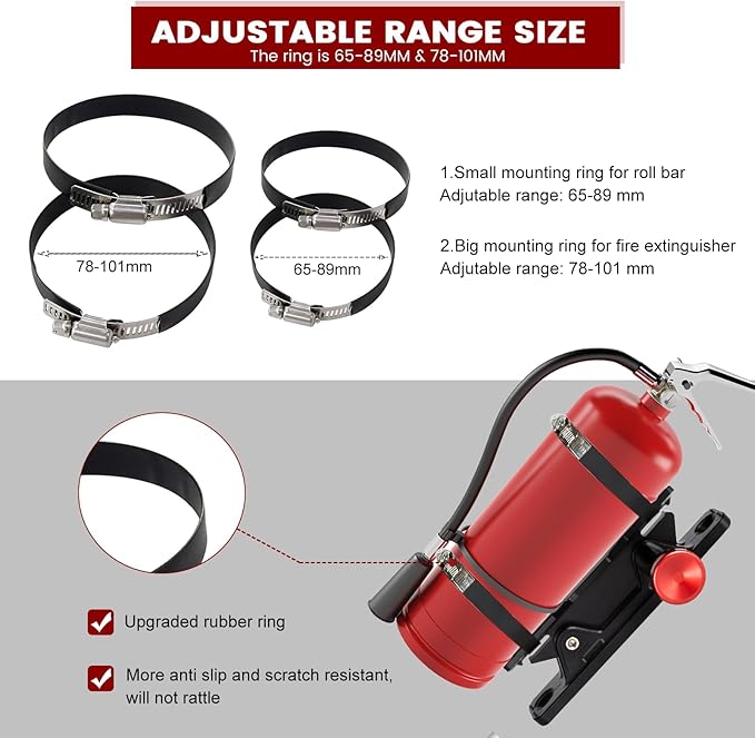 Quick Release Fire Extinguisher Holder - Car Fire Extinguisher Mount Bracket Aluminum for Vehicle UTV Jeep Truck Polaris Ranger Cam-Am X3 - Quick Clamps Mounting Bracket Heavy Duty
