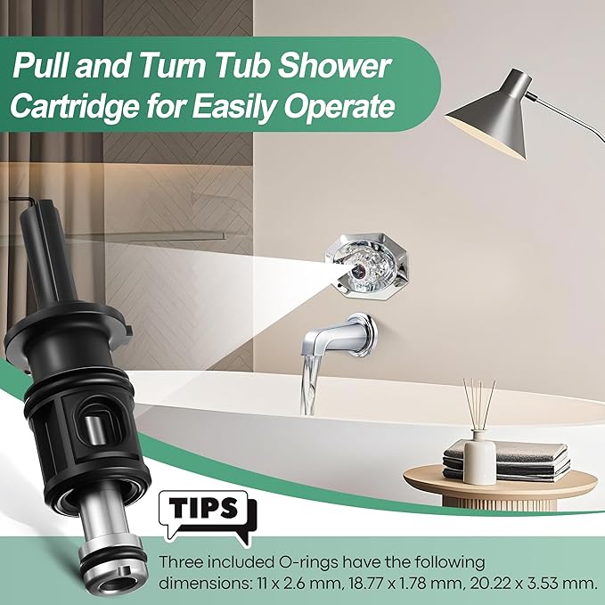 Dreyoo 1 Pack Compatible with 9742920 S742920 Pull and Turn Tub Shower Cartridge, Compatible with Pfister Avante Series Lavatory, Tub Faucet, Shower Valve Cartridge Replacement Part (Metal Stem)