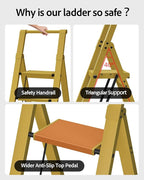 Taranta 4 Step Ladder, Lightweight Aluminum Step Stool with Convenient Handgrip, Folding Ladder with Anti-Slip Pedals, 330lbs Capacity Stepladder for Home, Office, Kitchen - Twilight Yellow