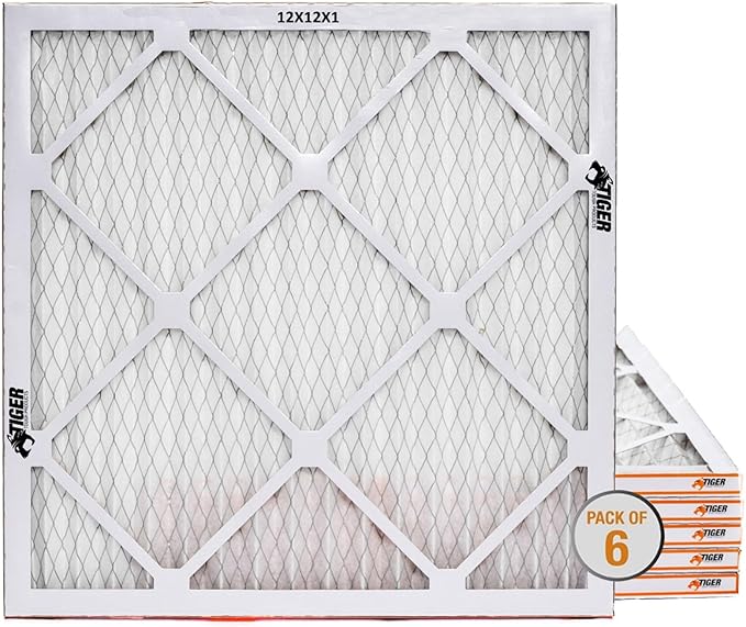 Tiger Tough 12x12x1 MERV 8 MPR 600-800 Air Filter, High-Performance AC Furnace & HVAC Filter, 12-Pack