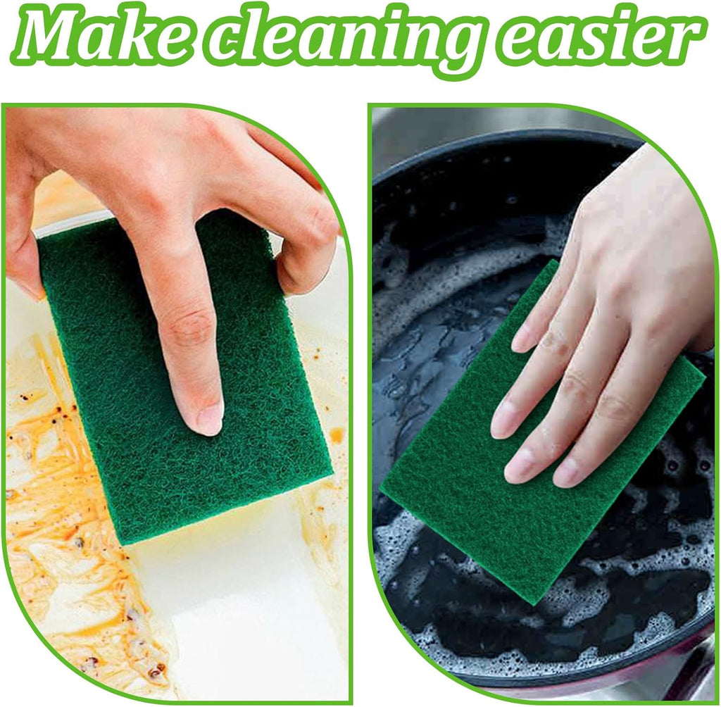 60 PCS Scouring Pads Heavy Duty, Reusable Multipurpose Scour Pads, 5.9 x 3.95 inch Household Scrub Pad for Cleaning, Green Dish Scrubber Scrubbing Pad for Dishes Sink Kitchen Metal Grills