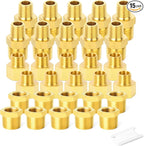 GASHER 15PCS Brass Pipe Fitting, Hex Bushing, Reducer Adapter, Reducing Hex Nipple 3/8 Inch NPT x 1/4 Inch NPT